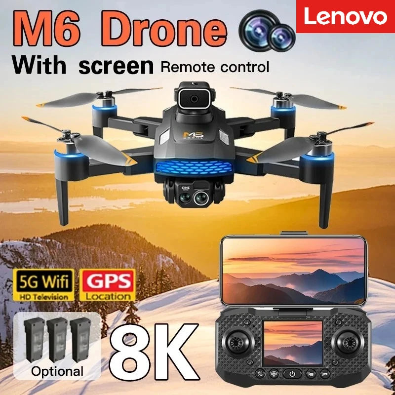 Drone Lenovo M6 8K Pro Con WiFi 5G FPV Fotocamera 4K HD Per Riprese Aeree Professionali Telecomando Con Schermo