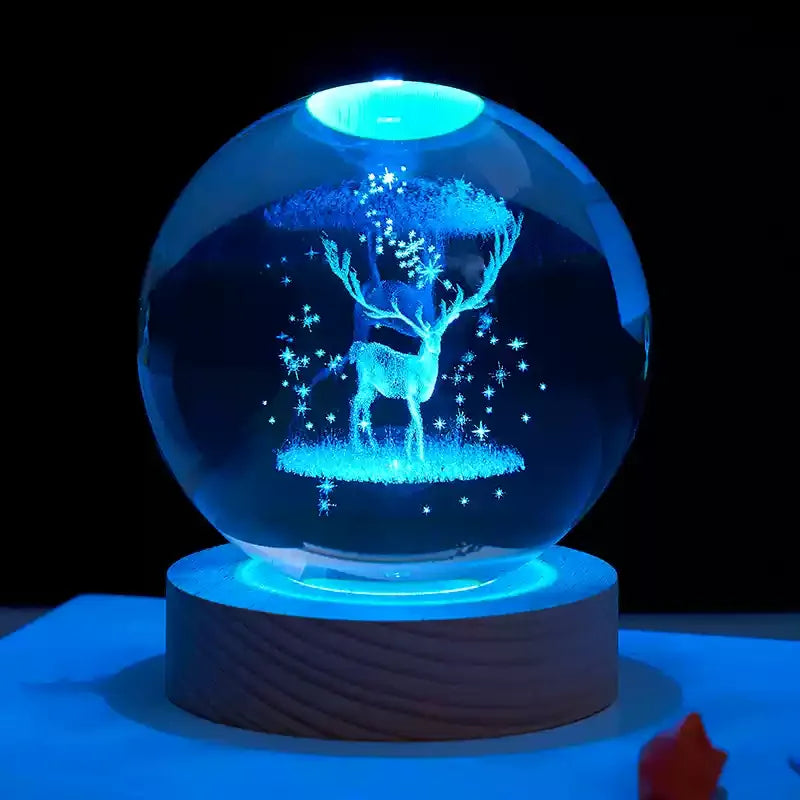 Decorazione Della Stanza Con Sfera Di Cristallo 3D E Base Led Per Luce Ambientale Nel Soggiorno