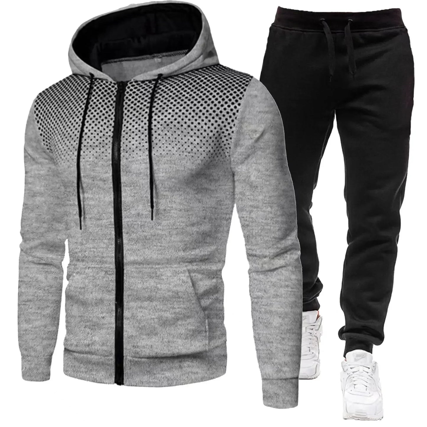 Tuta Da Uomo Due Pezzi 2025Fashion Print Con Cappuccio E Cerniera Per Fitness E Jogging Comfort Superiore Stile Casual