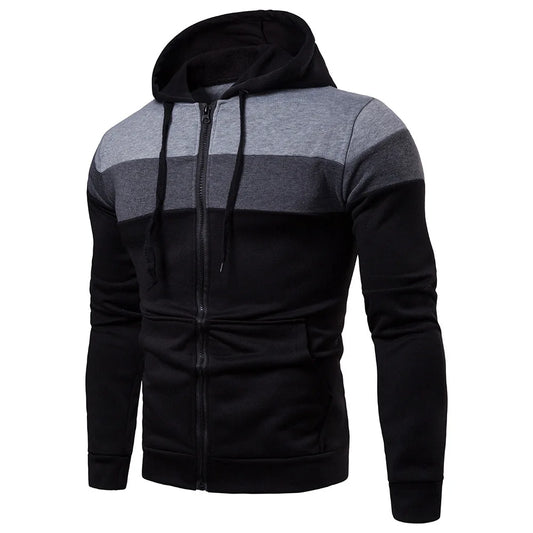 Felpa Con Cappuccio Patchwork Da Uomo Termica In Pile Abbigliamento Sportivo Casual Esterno Autunno Inverno Nero