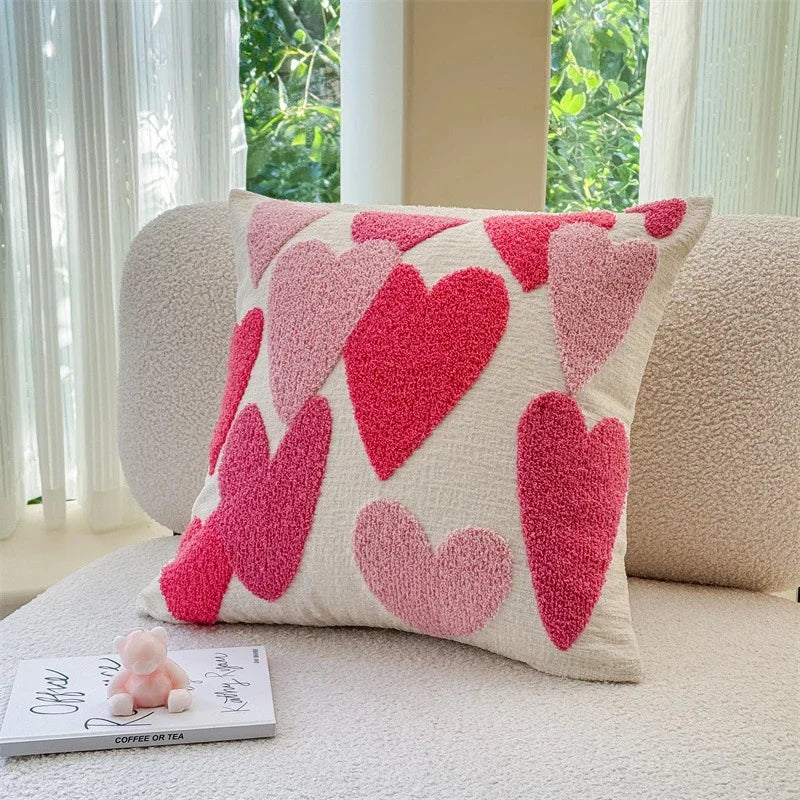 Fodera Cuscino Coppia Rosa Rossa In Ciniglia Ricamo Amore San Valentino Fodere Decorativi Cuscini Casa Moderna 45x45 Cm