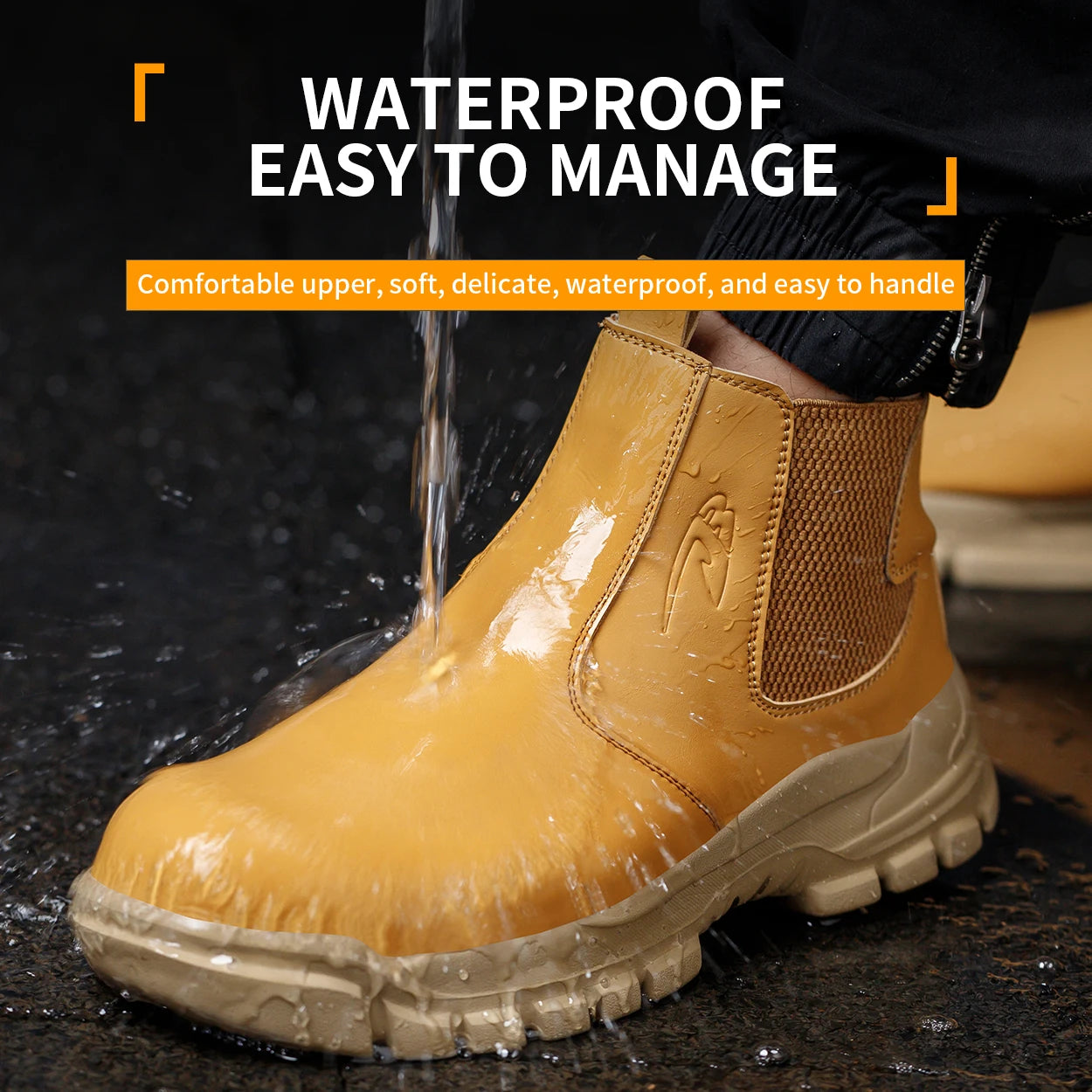 Scarpe Da Lavoro Antinfortunistiche Resistenti All Acqua Uomo Stivali In Pelle Con Testa In Acciaio Marrone