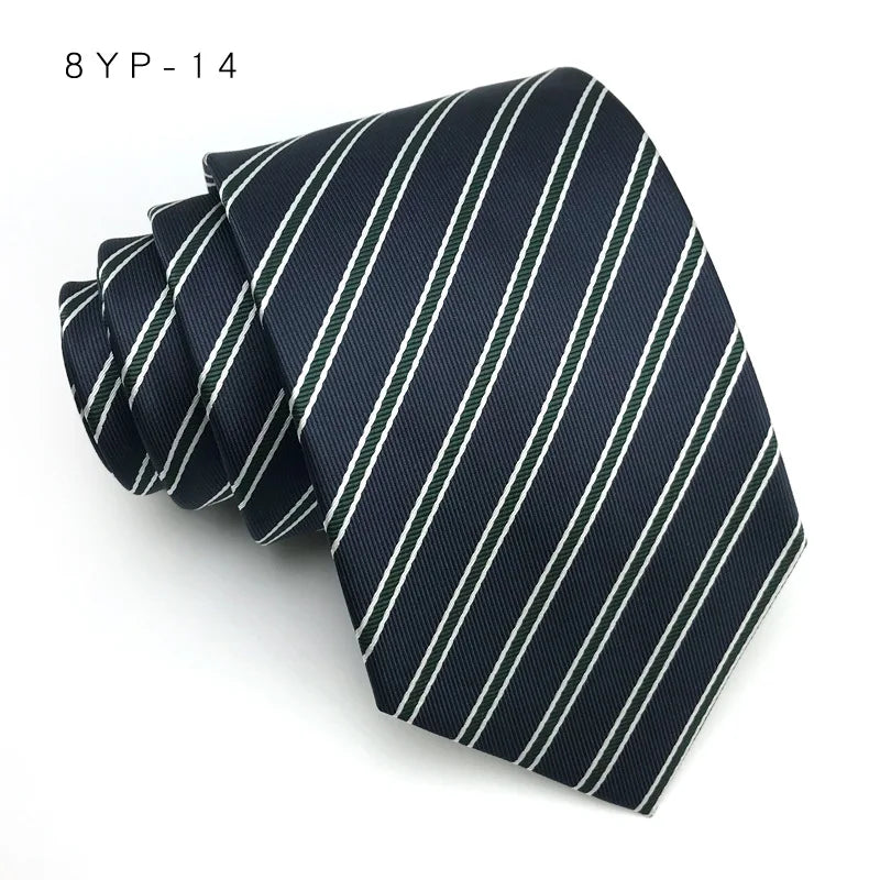 Cravatta Da Uomo 8 Cm In Poliestere Jacquard A Righe Classica Per Matrimonio E Affari Ascot YISHLINE