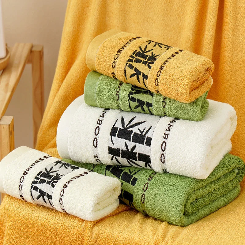 Inyahome Asciugamani Da Bagno A Mano In Fibra Di Bambù Ad Asciugatura Rapida Con Ricamo Jacquard Per Docce E Palestra