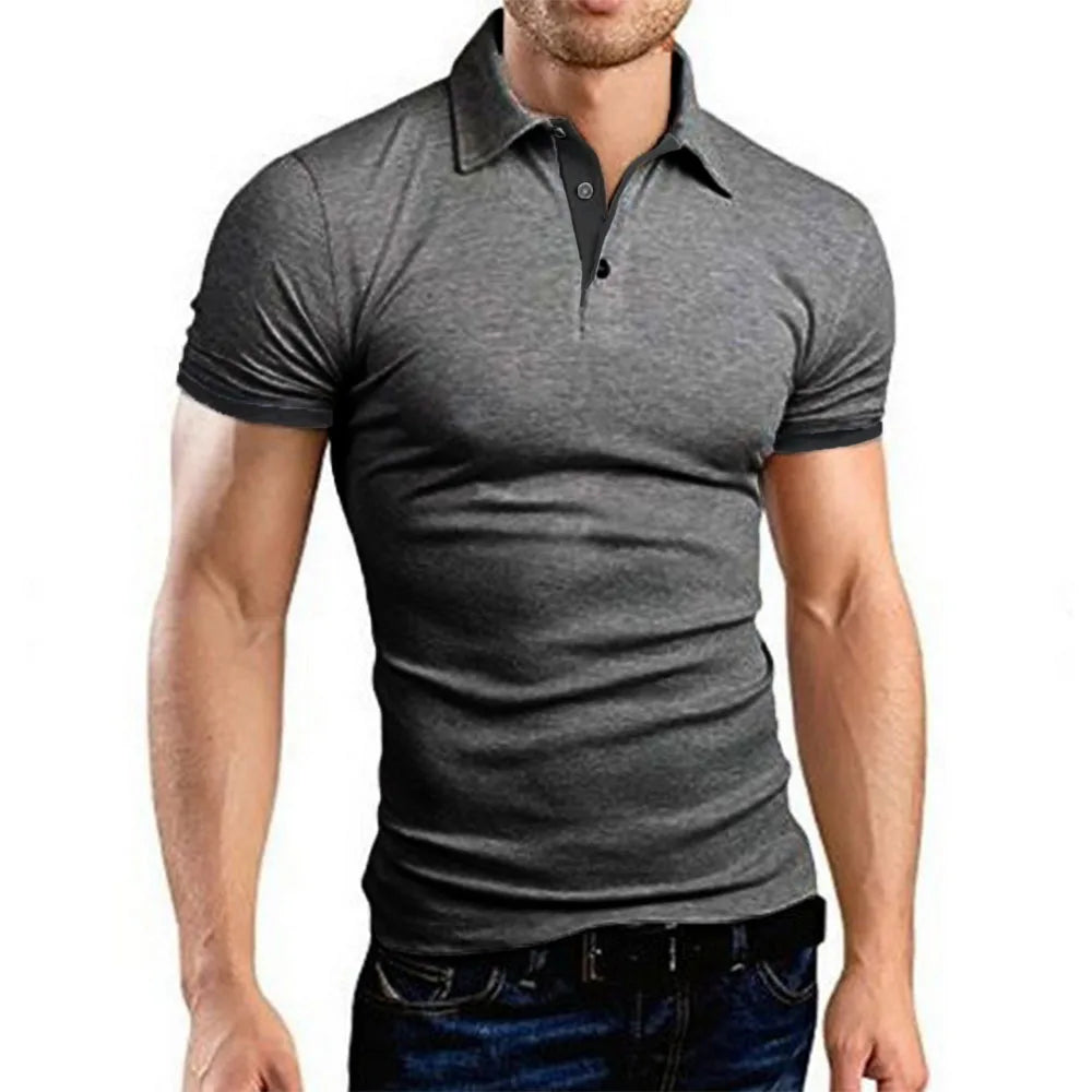 Polo Da Uomo Manica Corta Casual Slim Fit Color Blocking Streetwear Stile Inglese Per Moda Uomo