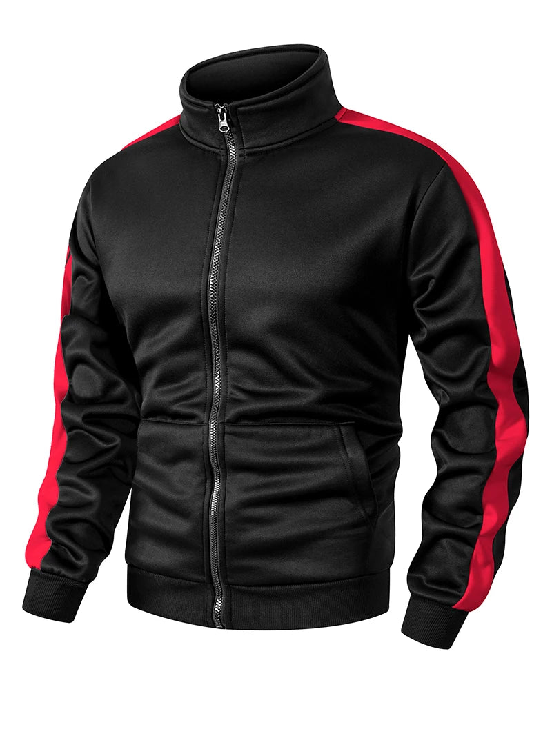Giacca Sportiva Patchwork Colorblock Da Uomo Con Tasca Kanga Autunno Inverno Foderata In Pile Calda Con Cerniera