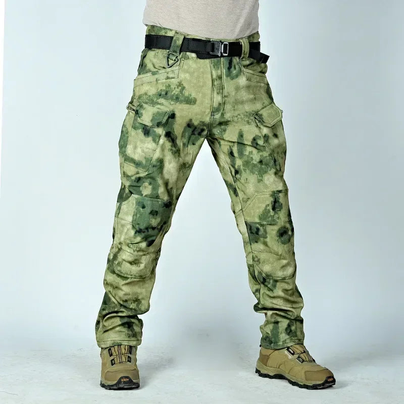 Completo Tattico Mimetico Uomo Giacca Impermeabile Con Cappuccio Zip Pantaloni Softshell Militari Tuta Invernale Pile