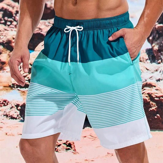 Pantaloncini Da Spiaggia Da Uomo A Righe Classiche Casual Sportivi Largi Traspiranti Ad Asciugatura Rapida Estivi Nuovi