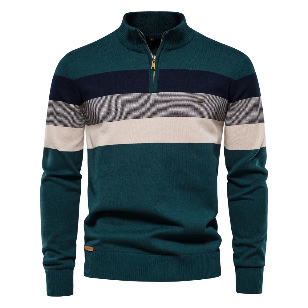Maglione Uomo Cotone AIOPESON Zip Quarti Collo Lupetto Morbido Elasticizzato Inverno Per Uomo Stiloso