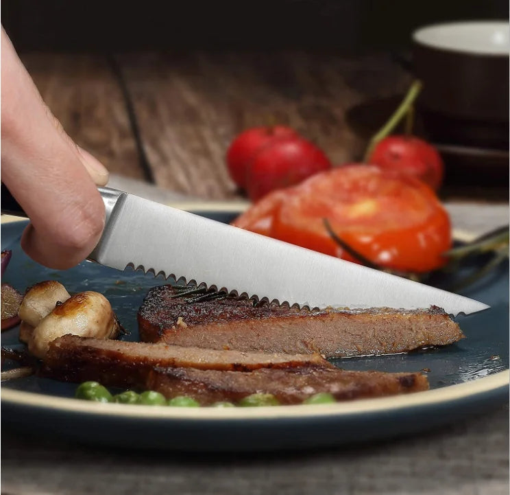 Set Di Coltelli Da Bistecca Seghettati In Acciaio Inox Con Manico In Abs Per Uso Domestico A Tavola 1 2 4 6 Pezzi