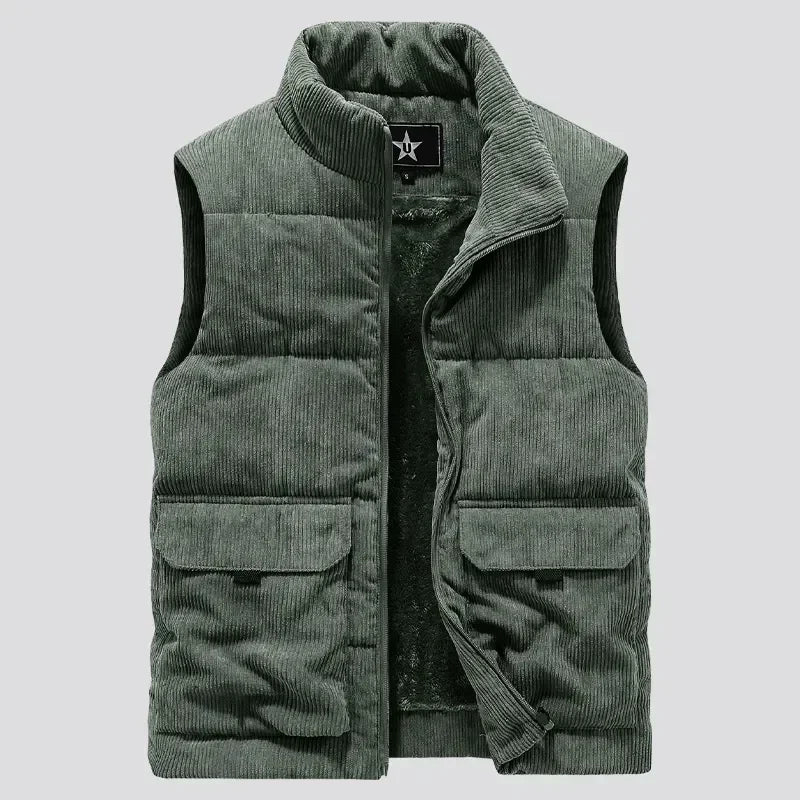 Gilet Pile Da Uomo Inverno Caldo Senza Maniche Con Colletto Quadrato Stile Esercito Abbigliamento