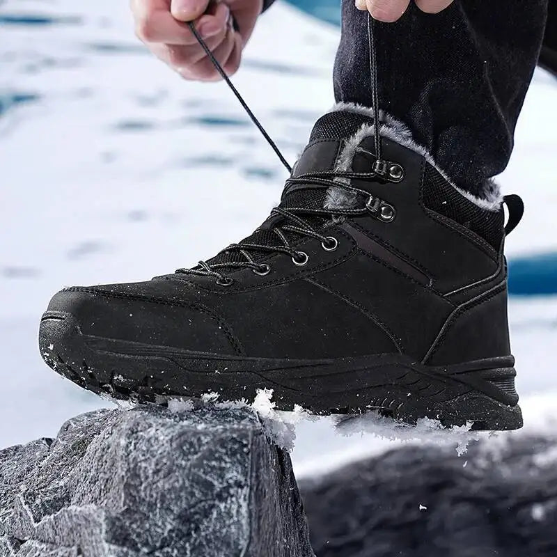 Stivali Da Neve Da Uomo Foderati In Pile Con Suola Spessa Per Trekking Outdoor Inverno Autunno Scarponi Da Caccia