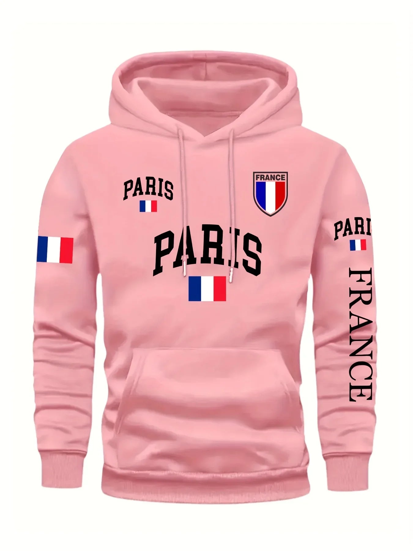 Felpa con Cappuccio da Donna Bandiera di Parigi Stampata Autunno Inverno Abbigliamento Casual Caldo Confortevole