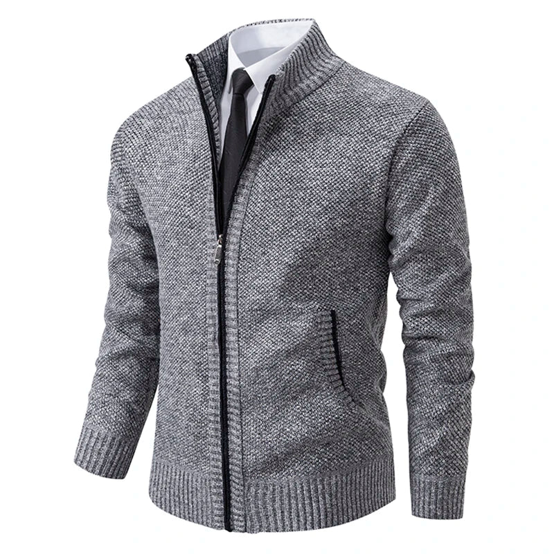 Cappotto Sportivo Casual Da Uomo In Jersey Autunno Inverno Con Colletto Alla Coreana E Cerniera Frontale In Pile