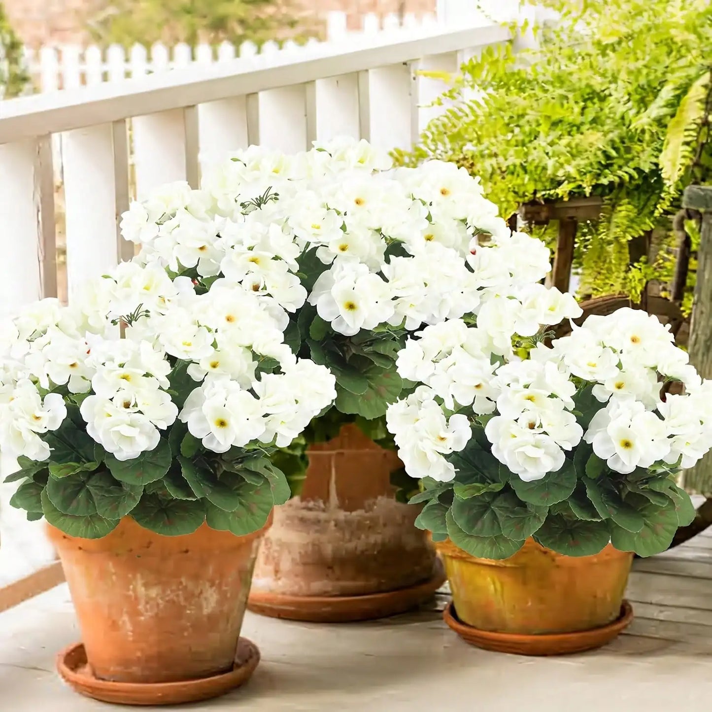 1 2 4 Pezzi Fiori Artificiali Realistici Con Fogliame Verde Per Esterni Portico Patio Finestra Fioriera Sospesa