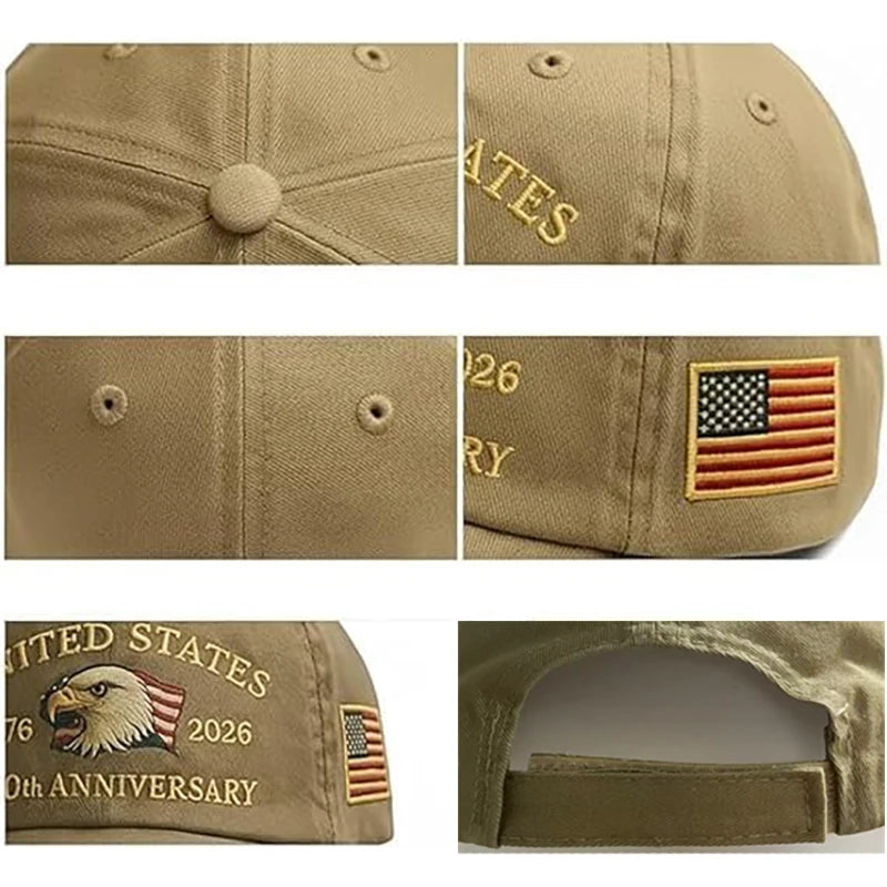 Cappello Patriottico 250esimo Anniversario USA Con Aquila Ricamata Unisex Berretto Da Baseball Elegante