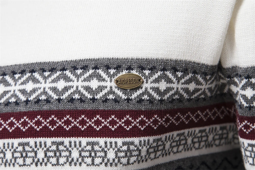 Maglione Con Cerniera Da Uomo In Cotone Alta Qualità Per Autunno Inverno Caldo Con Motivi Etnici