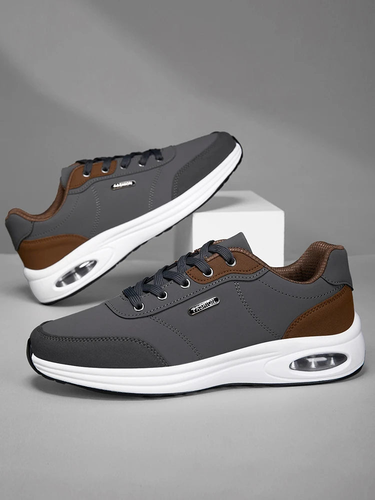 Scarpe Sportive Da Uomo Impermeabili In Pelle Casual Antiscivolo Da Passeggio E Tennis Con Aumento Di Altezza
