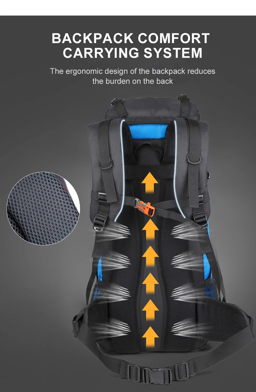 Zaino Trekking Impermeabile WESTTUNE 65 Litri Campeggio Outdoor Capacità Massima