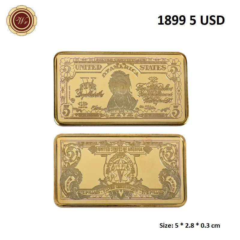 Barra Placcata Oro 24K E Argento Design Dollaro USA Moneta Souvenir Da Collezione Regalo Per Uomo
