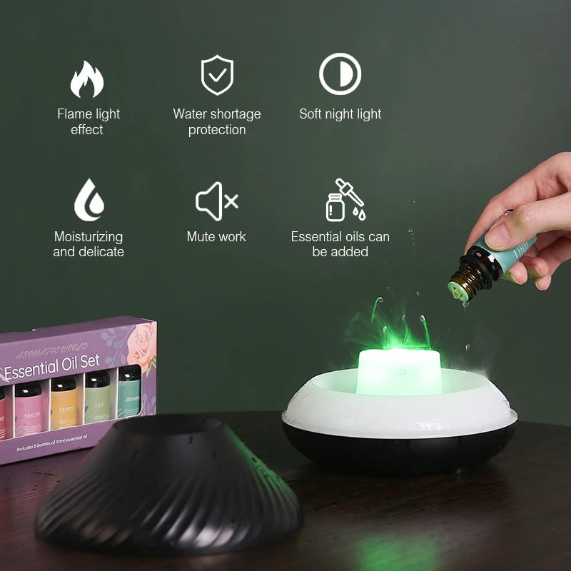 Umidificatore Per Aromaterapia Vulcanica 130ml Diffusore Di Oli Essenziali Portatile USB Con Luce Notturna