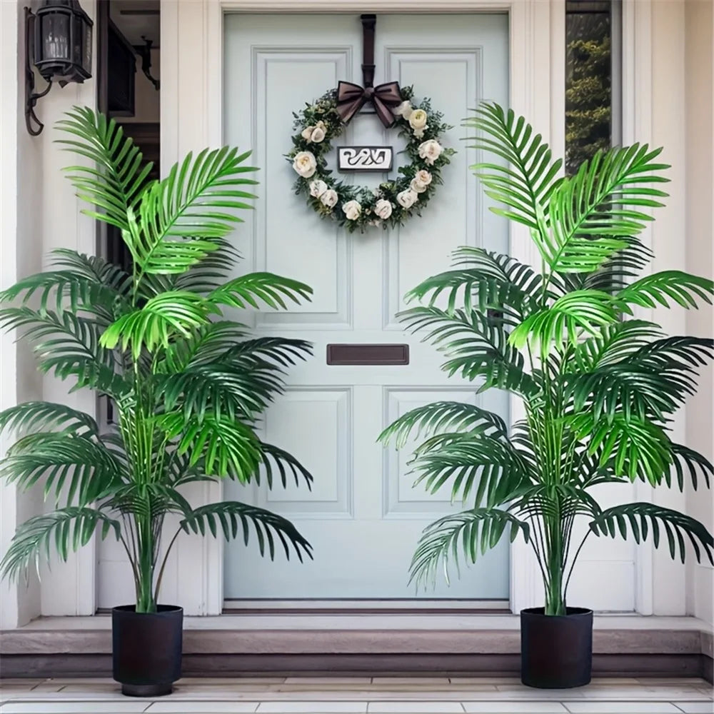 Due Pezzi Palme Areca Simulazione Con 24 Foglie Alberi Artificiali Realistici Per Decorazione Esterna Del Soggiorno