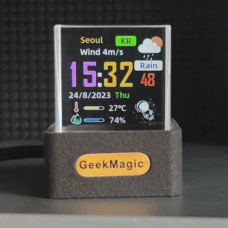 GeekMagic GifTV Crystal Cube Display Fotografico Stazione Meteorologica Intelligente Olografica Orologio Digitale Con Animazioni Regalo