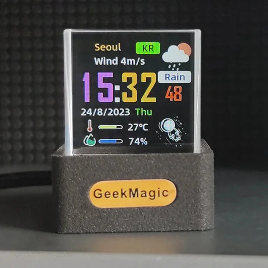 GeekMagic GifTV Crystal Cube Display Fotografico Stazione Meteorologica Intelligente Olografica Orologio Digitale Con Animazioni Regalo