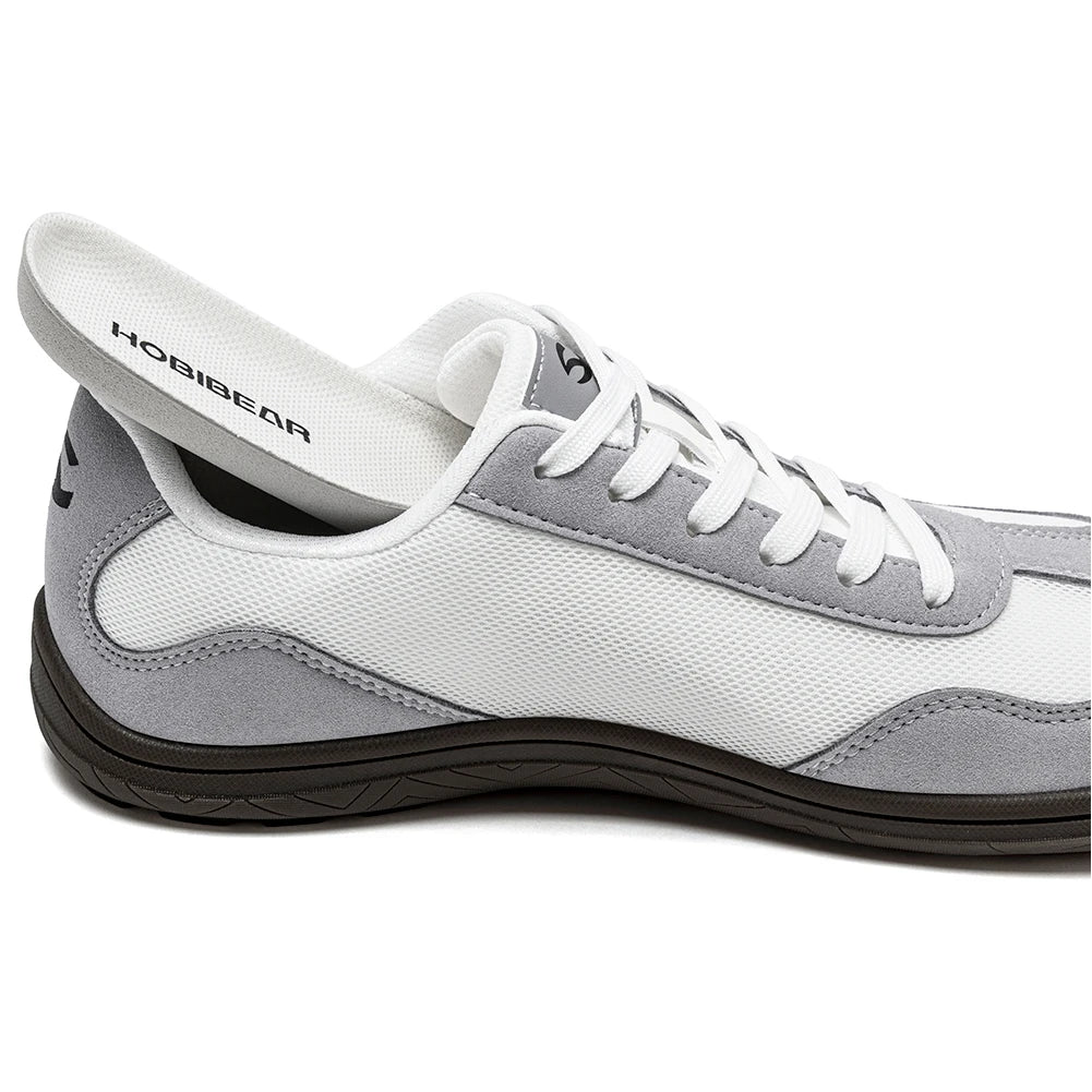 Hobibear Scarpe Larghe a Piedi Nudi Minimaliste Uomo Donna Zero Drop Sneakers Passeggio Retrò Rete Pelle Artificiale
