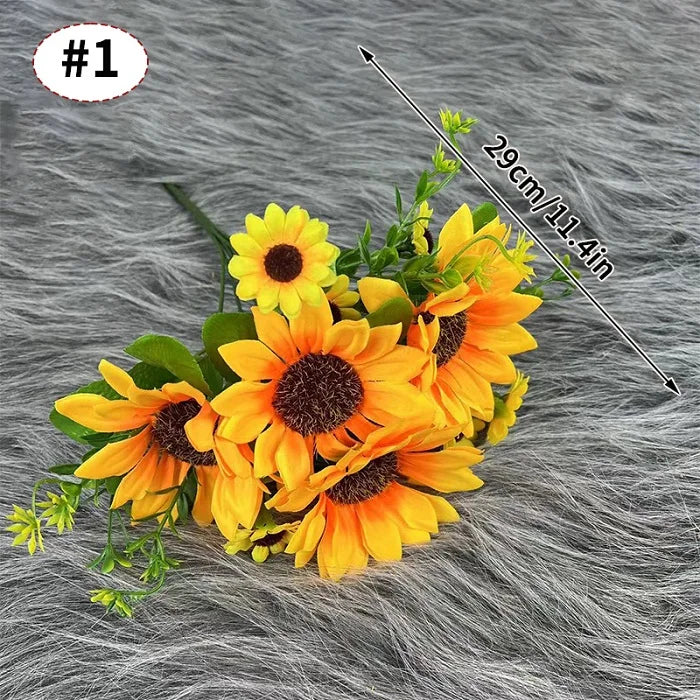 Vaso di Plastica con Fiore di Girasole Artificiale Set Decorazione per Matrimoni e Eventi