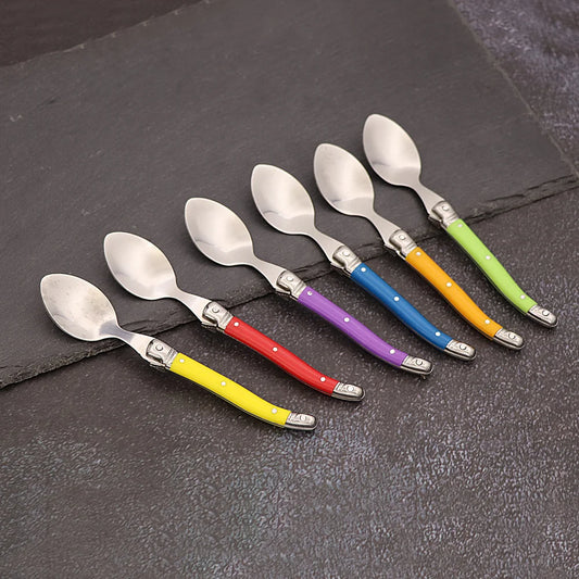 Set Da 6 Cucchiaini Da Caffè In Acciaio Inox Con Manico Arcobaleno ABS Laguiole Per Gelato E Dolci Stoviglie Colorate
