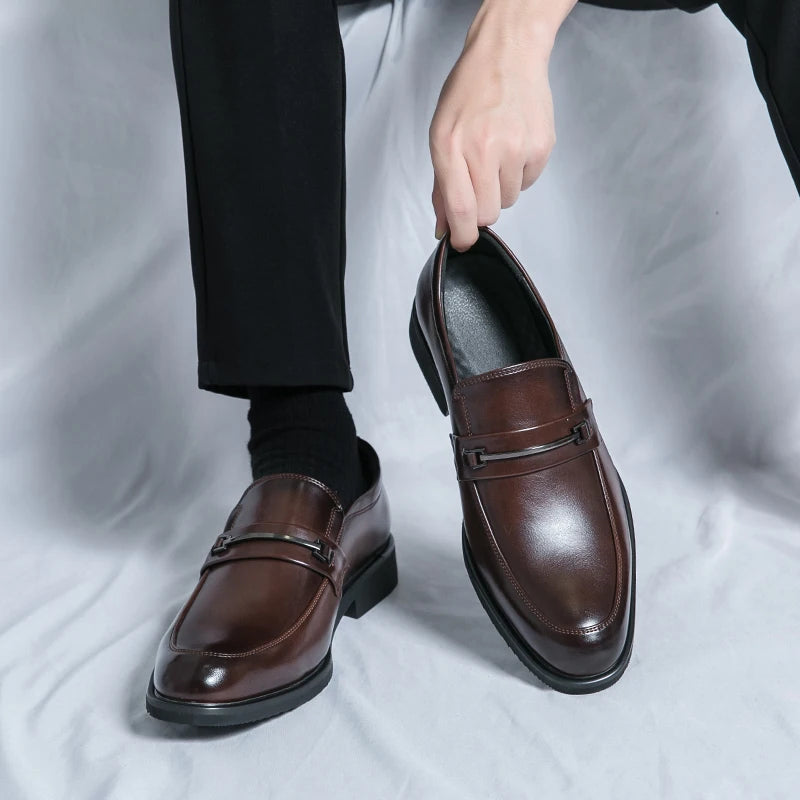 Scarpe Formali In Pelle Da Uomo Mocassini Slip On Classico Punta Tonda Traspirante Antiscivolo Per Ufficio Matrimonio
