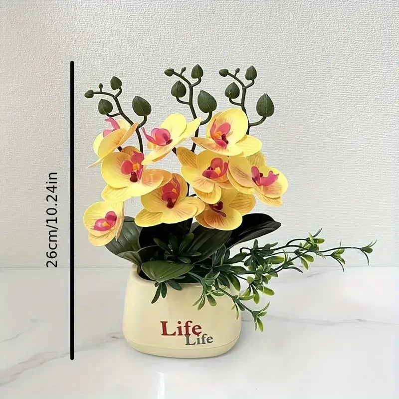 Orchidea Artificiale di Lusso in Stile Nordico con Fiore a Farfalla Vaso Decorazione Domestica Multifunzionale