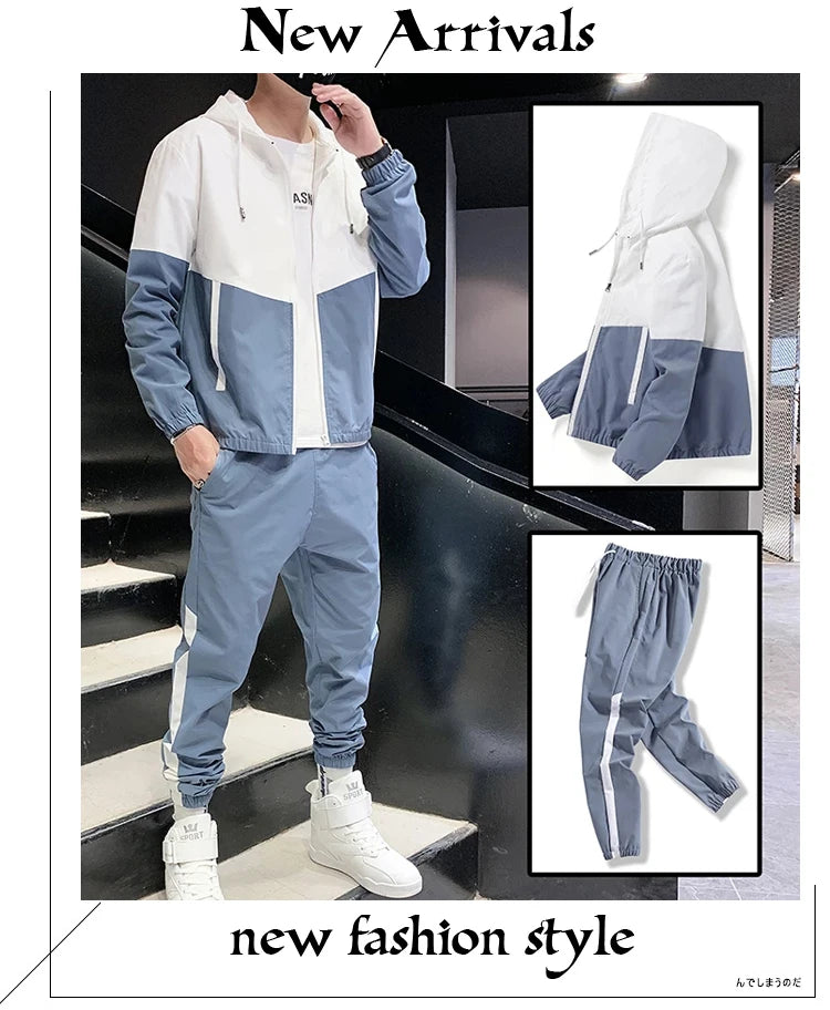 Tuta Sportiva Uomo 2026 Completo Casual Con Giacca E Pantaloni Con Cappuccio Set 2 Pezzi Hip Hop Per Corsa E Sport