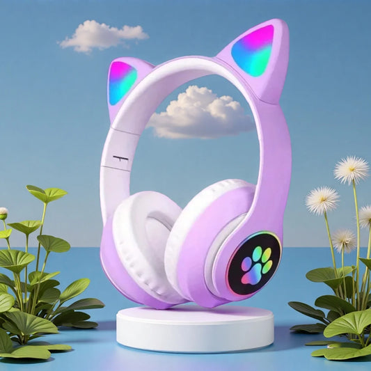 Cuffie Wireless Per Gatti Con Orecchie Di Gatto RGB Microfono Cancellazione Del Rumore Musica Stereo Regalo Ideale
