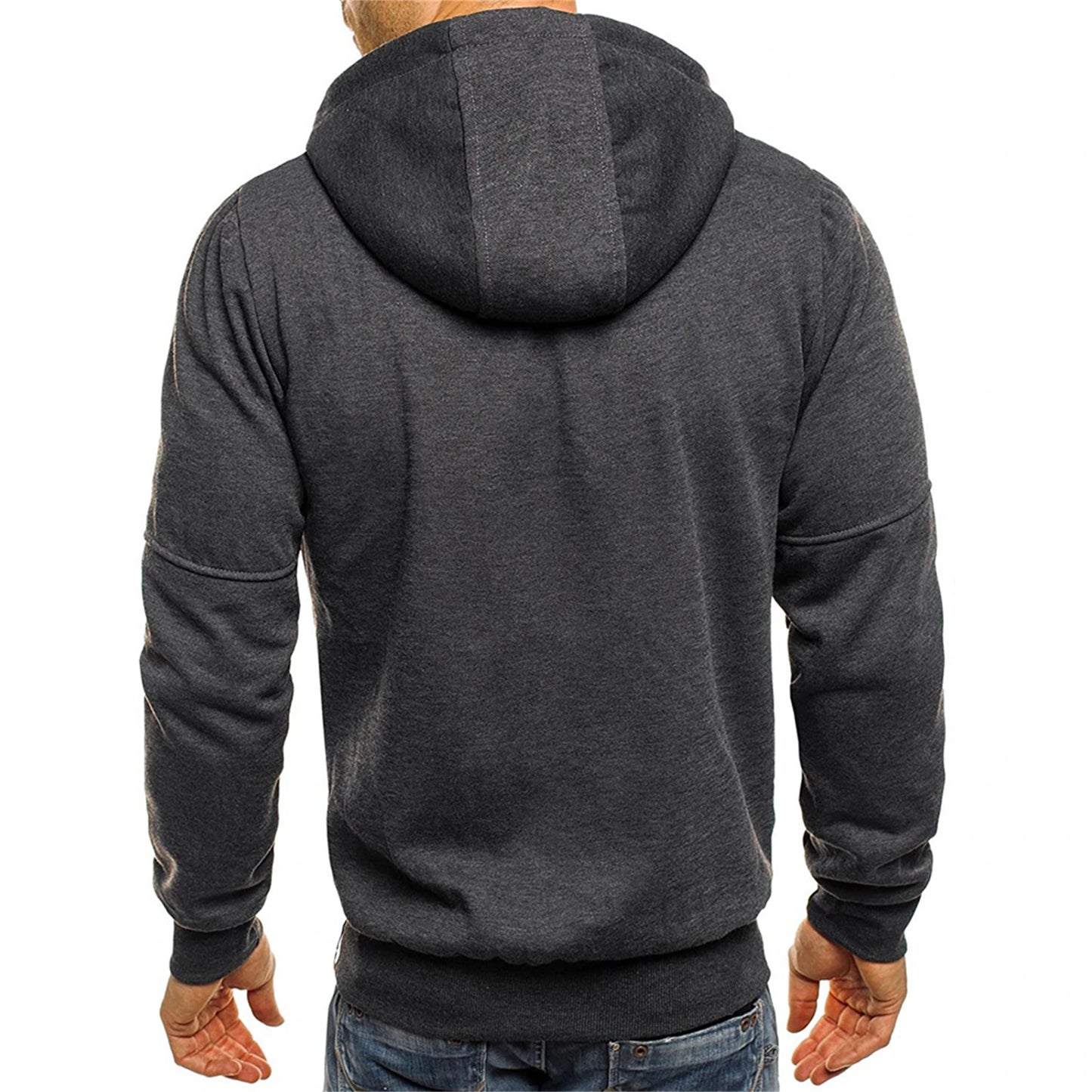 Giacca Con Cappuccio Da Uomo Tinta Unita Felpa A Maniche Lunghe Cerniera Sportiva Palestra Primavera Autunno