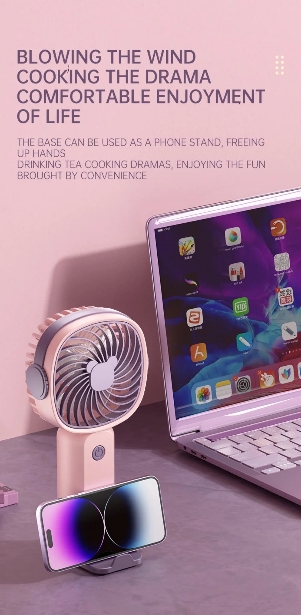 Mini Ventilatore USB Portatile Multifunzionale Con Supporto Da Tavolo Per Studenti E Esterni Batteria Ricaricabile