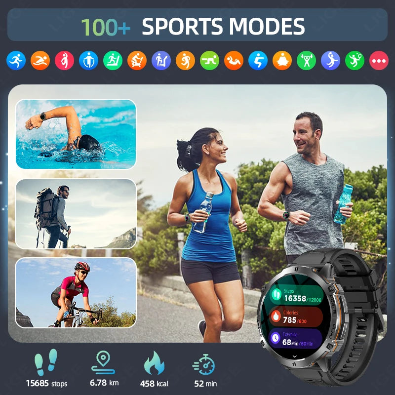 LIGE Orologio Smartwatch Uomo Con Display AMOLED Altimetro Barometro Bussola Batteria 900mAh Ultra Lunga Durata Sportivo