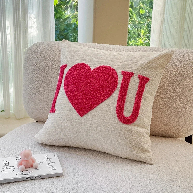 Fodera Cuscino Coppia Rosa Rossa In Ciniglia Ricamo Amore San Valentino Fodere Decorativi Cuscini Casa Moderna 45x45 Cm