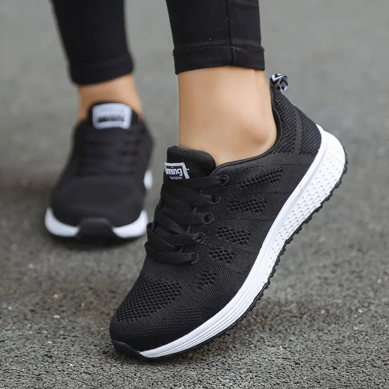 Scarpe Casual Traspiranti Da Donna Walking Mesh In Nylon Tessuto Calzature Femminili Leggere