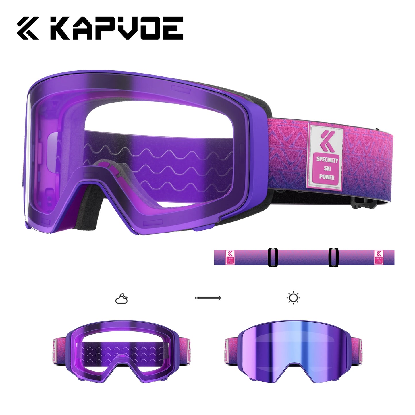 Kapvoe Occhiali Da Neve Magnetici Flip Over Fotocromatici UV400 Antinebbia Uomo Donna TPU Lenti In Policarbonato