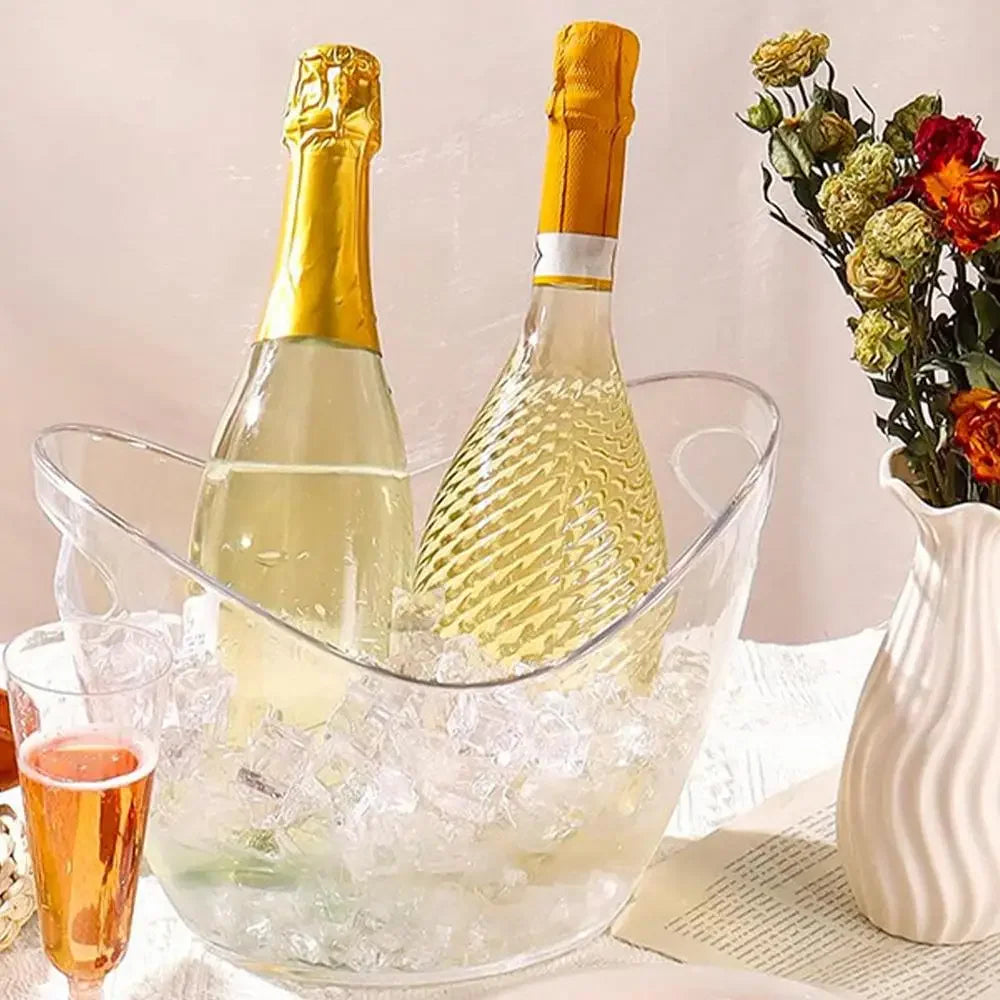 Secchiello Per Ghiaccio Trasparente In Plastica Grande Per Bevande Vino Champagne Bar E Feste A Casa