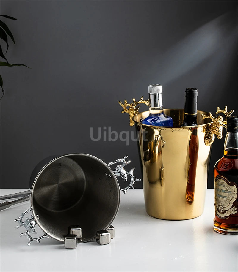 Secchiello Per Il Ghiaccio In Acciaio Inossidabile Dorato Con Motivo Martello Creativo Per Vino Rosso Champagne
