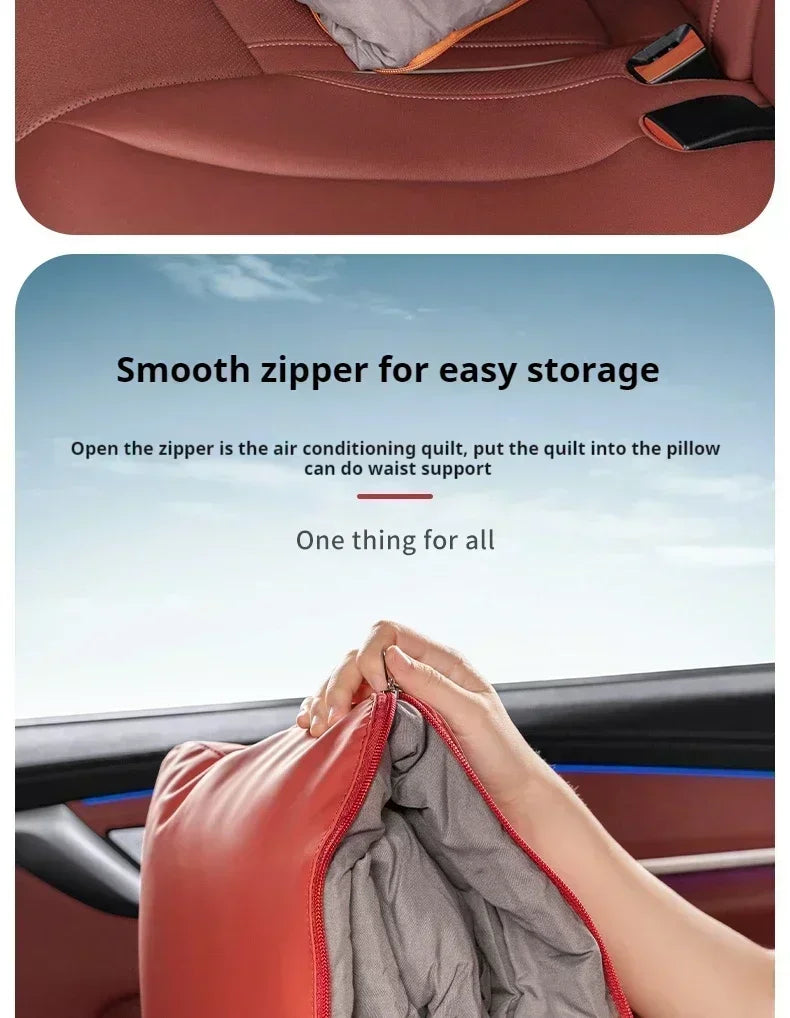 Cuscino Lombare Pieghevole Multifunzionale Per Auto Con Cuscino Trapuntato E Coperta Interna