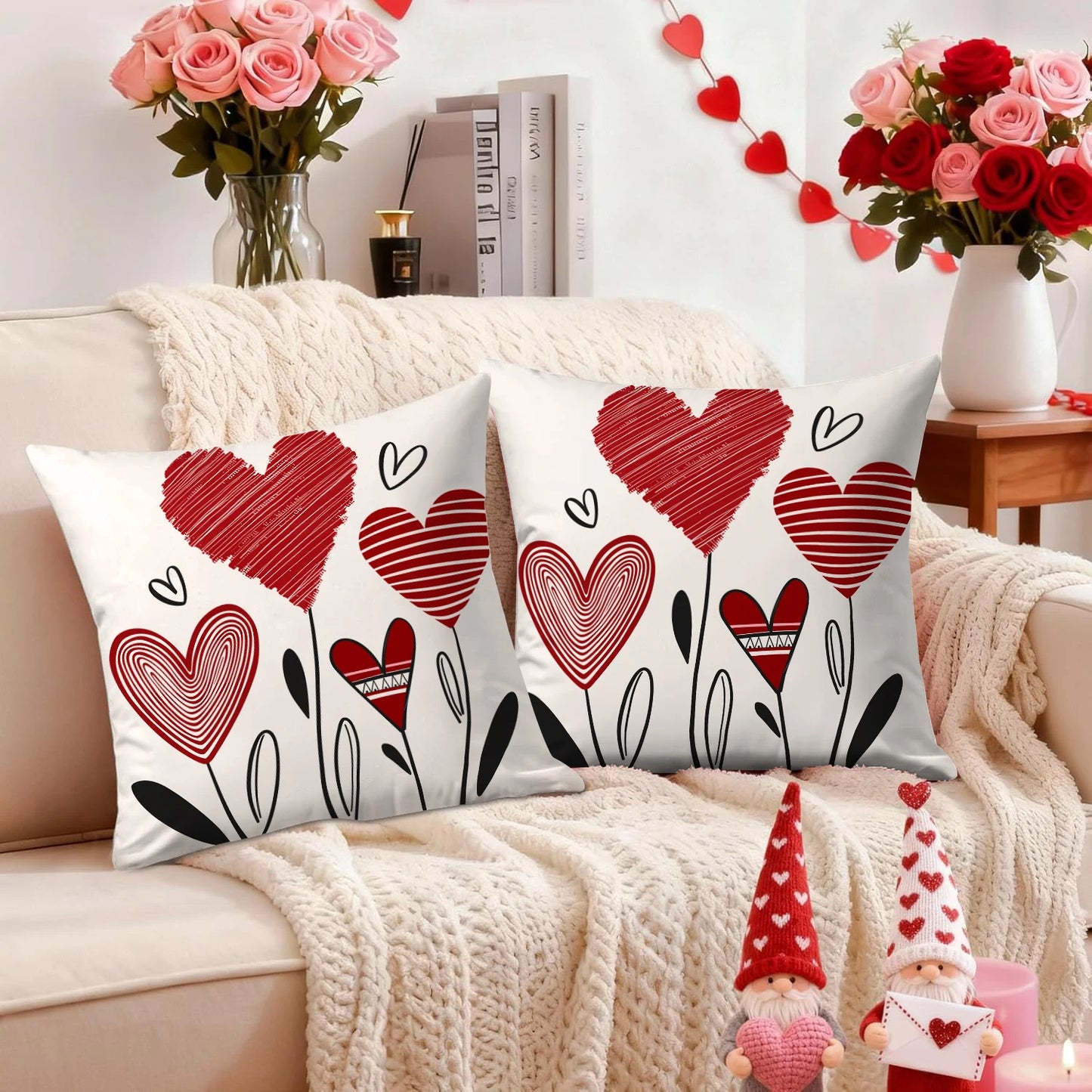 Due Fodere Per Cuscino San Valentino Con Busta D Amore Per Decorazione Divano E Anniversario Di Matrimonio