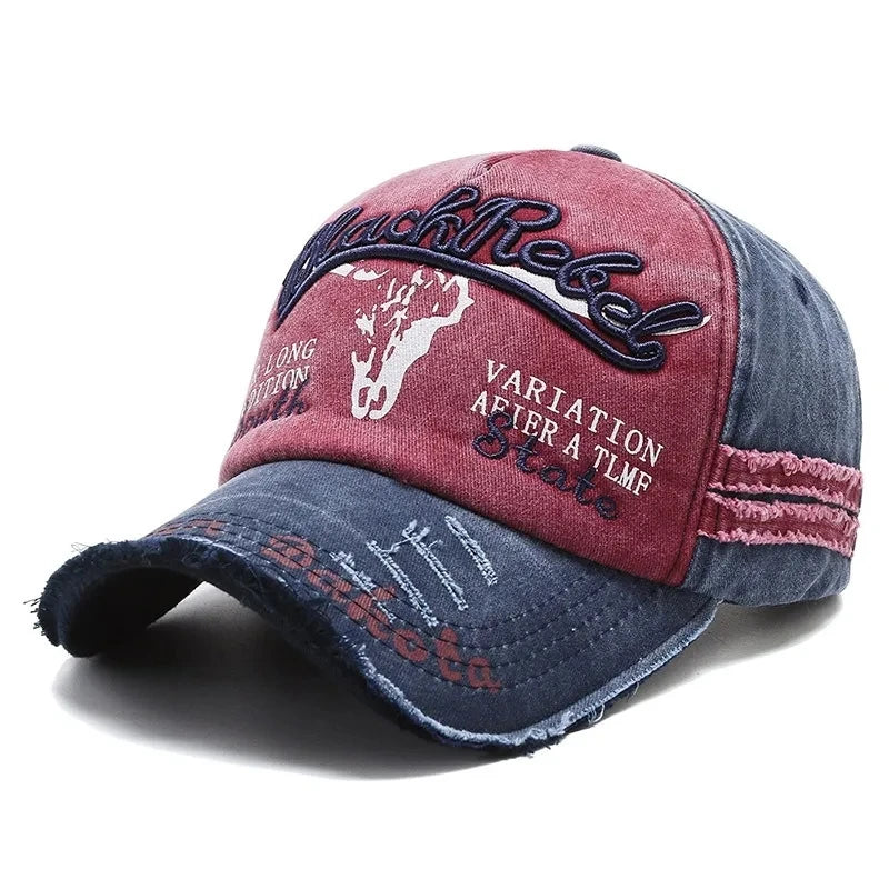 Berretto Baseball Unisex Cotone Lavato Ricamo Testa di Mucca e Lettera Vintage Protezione Solare Uomo Donna
