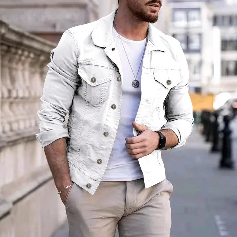 Giacche Jeans Uomo Slim Fit Hip Hop Streetwear Cotone Classico Abbigliamento Maschile Casual