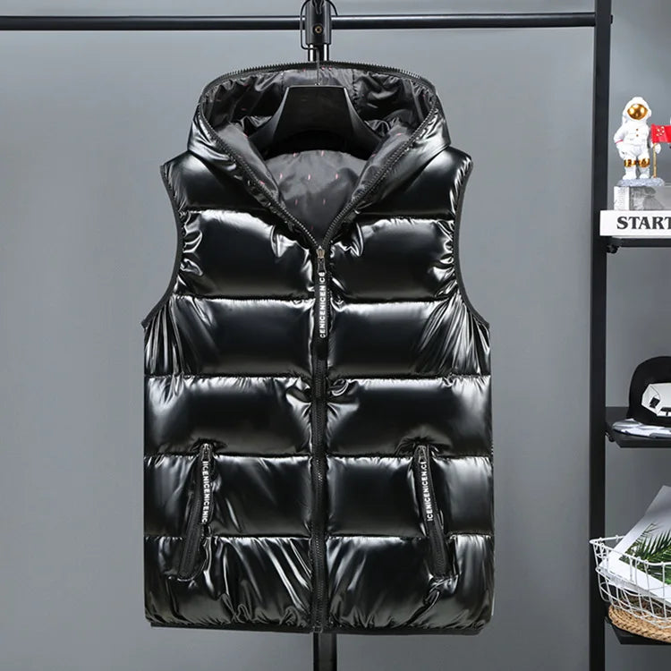 Gilet Imbottito Da Uomo Con Cappuccio Antivento In Cotone Caldo E Spesso Modello 2026 Invernale