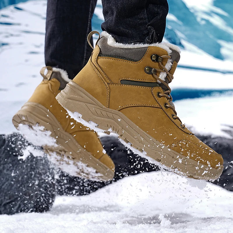 Stivali Da Neve Da Uomo Foderati In Pile Con Suola Spessa Per Trekking Outdoor Inverno Autunno Scarponi Da Caccia