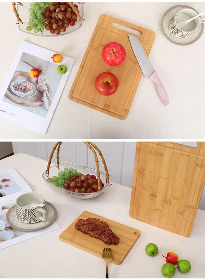Tagliere In Bambù Bifacciale Da Cucina Anti Muffa Naturale Moso Con Supporto Verticale